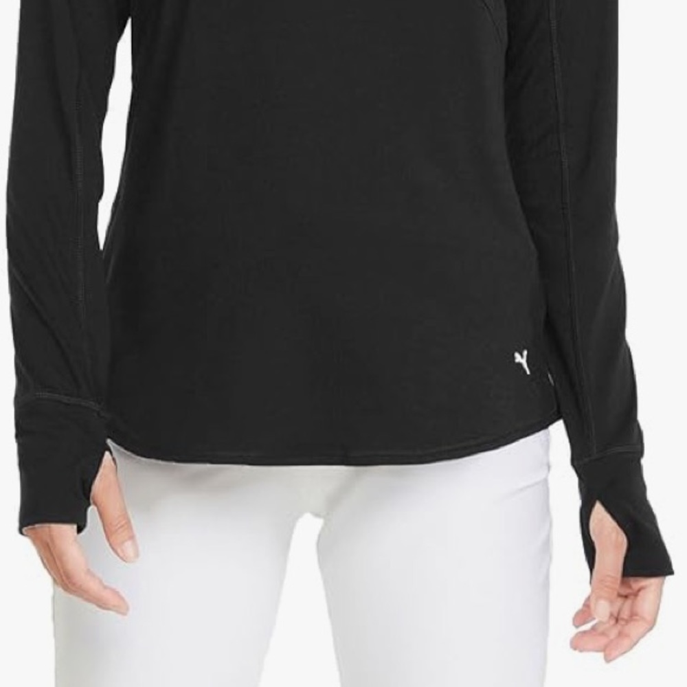 Puma Golf women’s gamer 1/4 zip up monk neck, long sleeve blouse gray sz L - Picture 6 of 14